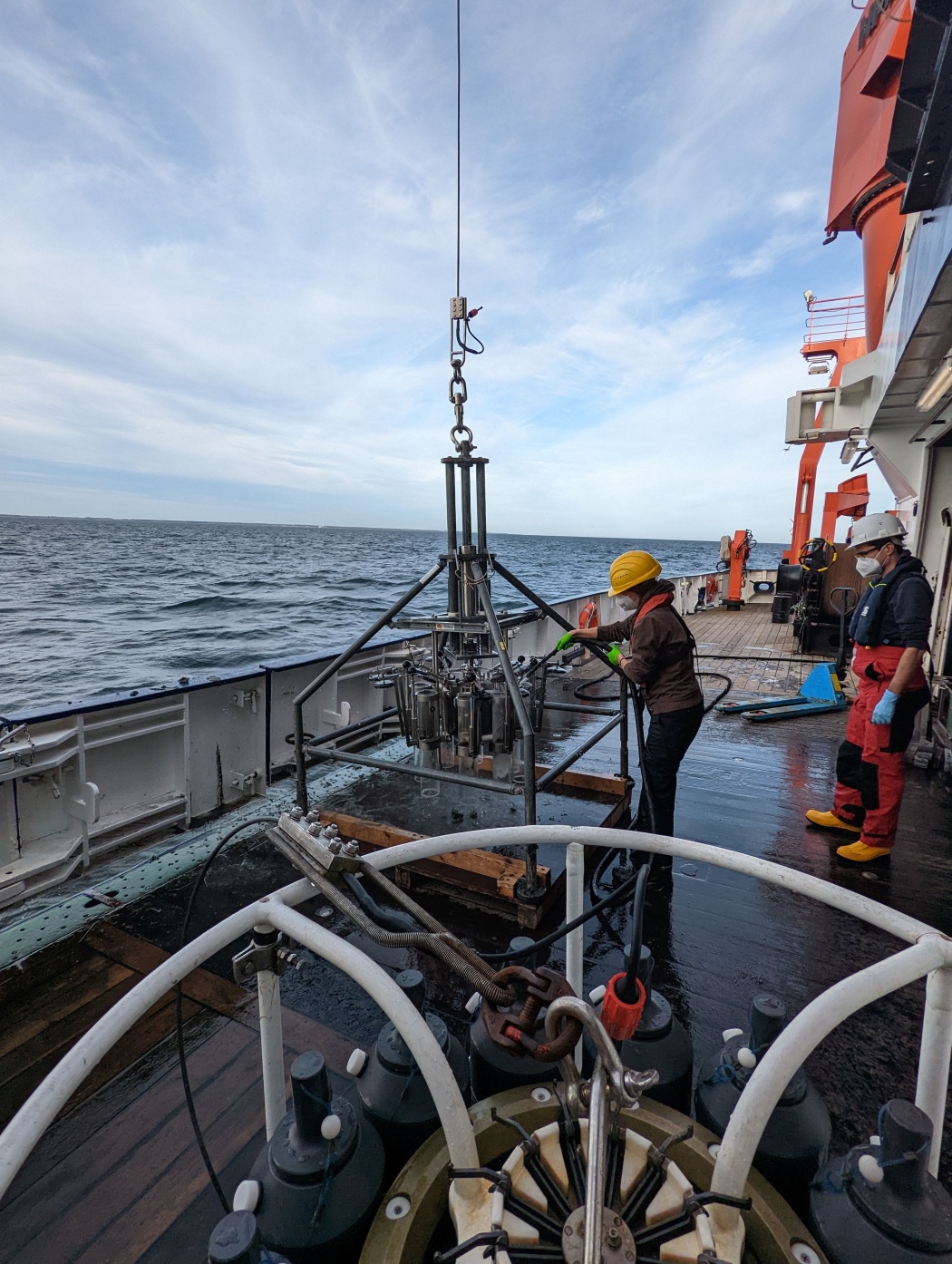 Scientists on the deck of the research vessel